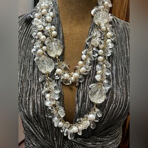 Designer Natalie Baroni pearl, gold, crystal one of a kind necklace value $2,300